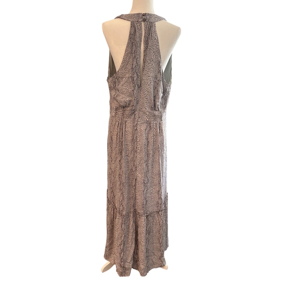 Anthropologie A+ Snake Print Halter Maxi Dress Grey White Plus Size 16W OP977915 - Picture 3 of 8